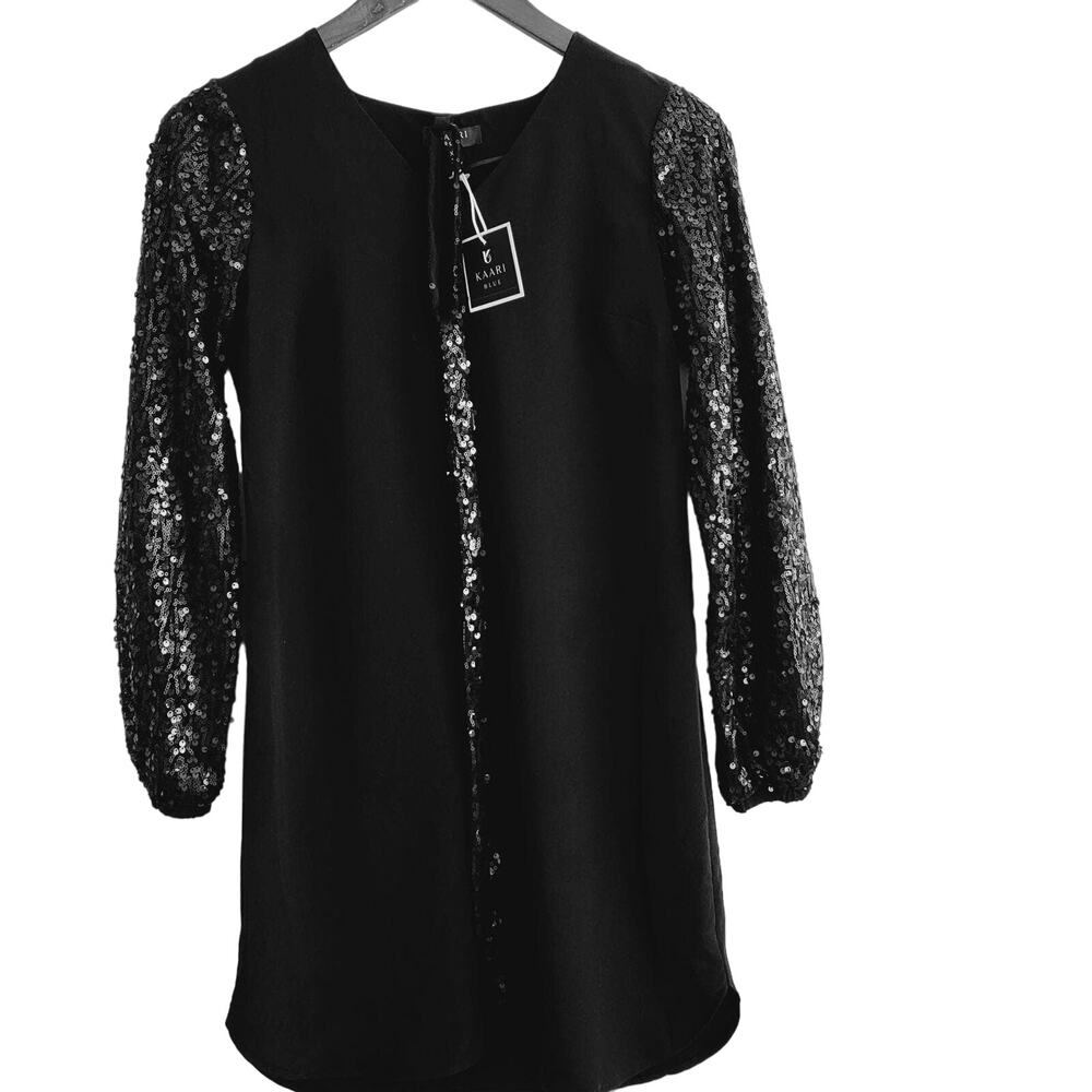 New Black dress with sequin sleeves SZ XS